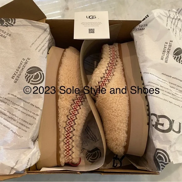 UGG Tazz UGG Braid Slippers Natural 9 New in Box - Picture 8 of 16